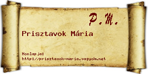 Prisztavok Mária névjegykártya